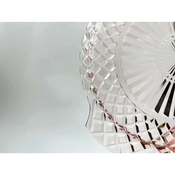 Pink Depression Glass Waffle Handled Jeannette Diamond Vintage Plate - Picture 6 of 10